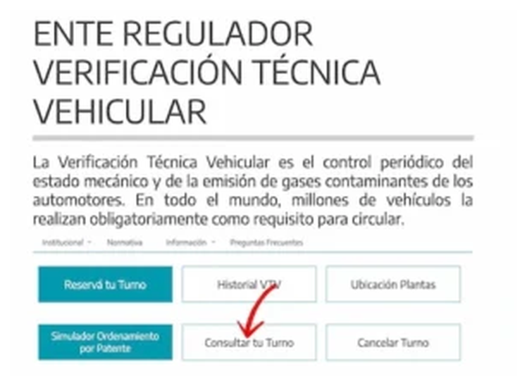 Paso 1 para consultar o cambiar el turno de la VTV en Tandil
