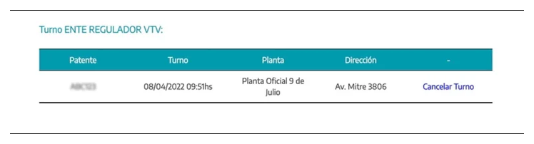 Paso 3 para consultar o cambiar el turno de la VTV en Tandil